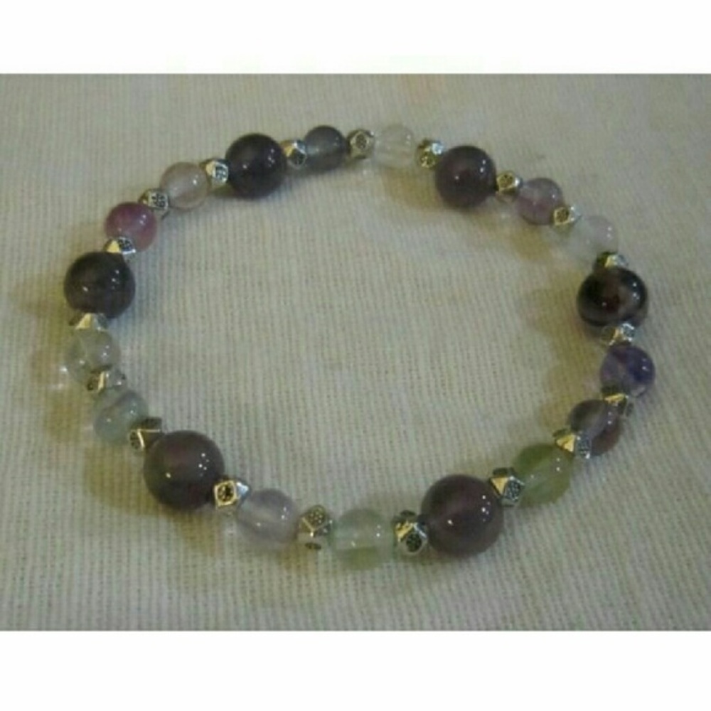 Purple green natural gemstones bracelet gift boxed